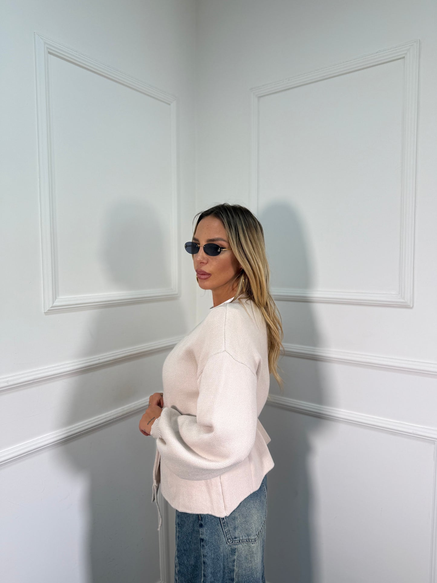 Incrociatina in lana rasata beige 24683