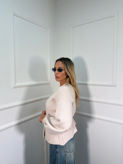 Incrociatina in lana rasata beige 24683