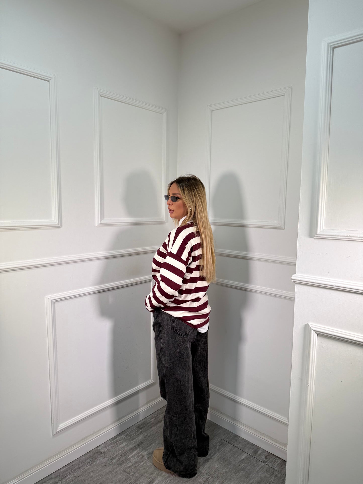 Jeans wide leg Rules grigio antracite 8805