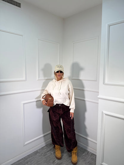 Jeans balloon denim e velluto Tonka bordeaux 6640