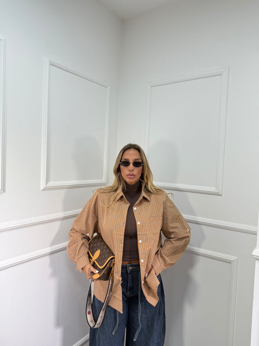 Camicia oversize con manicotti Vibes 2.0 senape mf2698