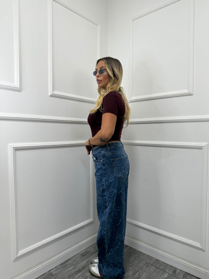 Jeans palazzo Flake lavaggio scuro yw1389