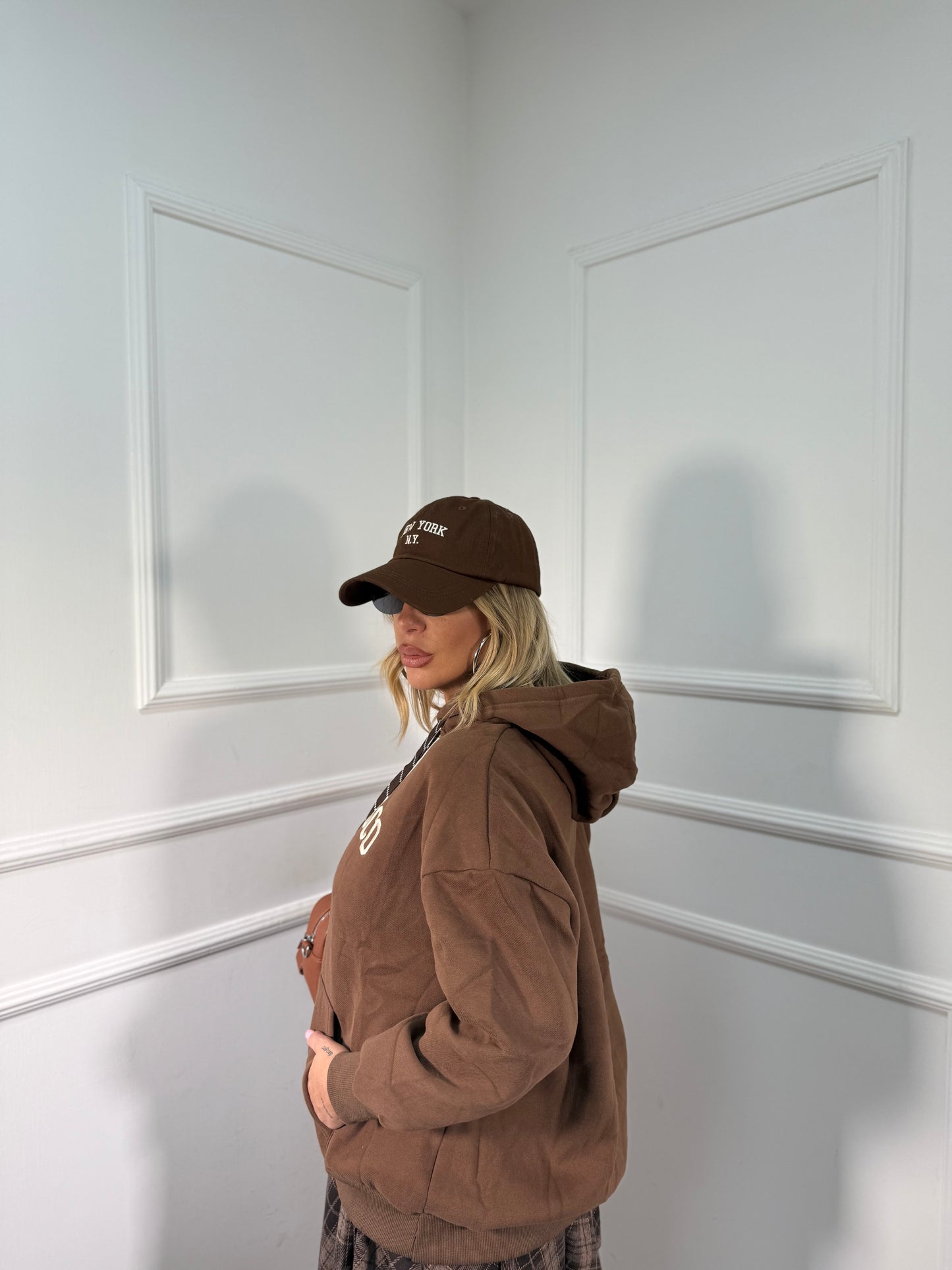 Felpa oversize in pile San Francisco marrone a65474