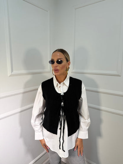 Camicia con cardigan Polly nero 17169