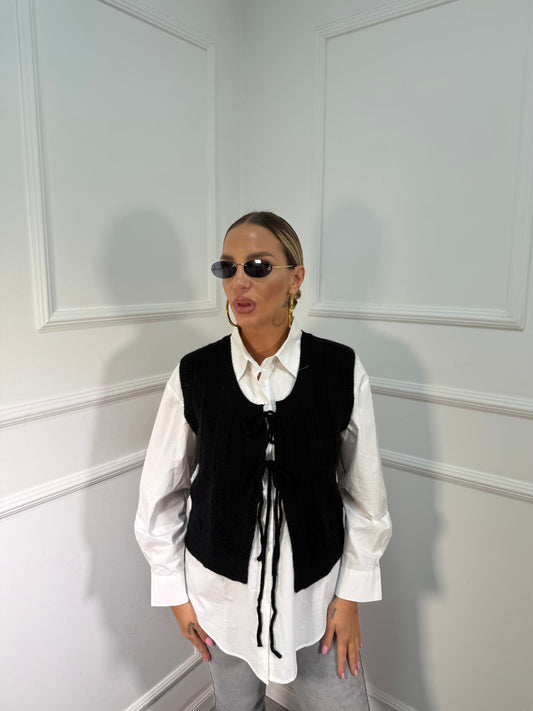 Camicia con cardigan Polly nero 17169