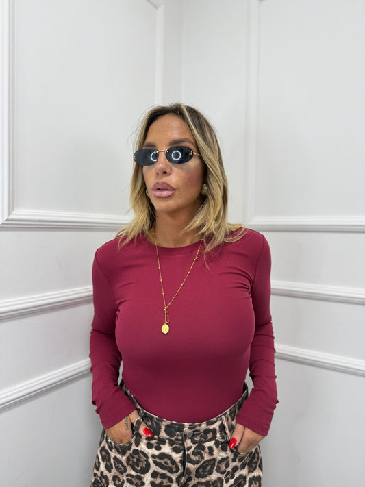 Shirt in cotone bordeaux 23465 by lumina