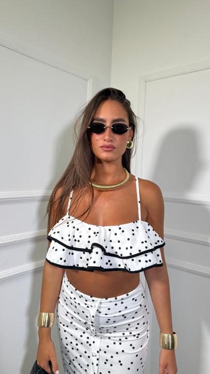 Coordinato in lycra a pois Liasty bianco 6914