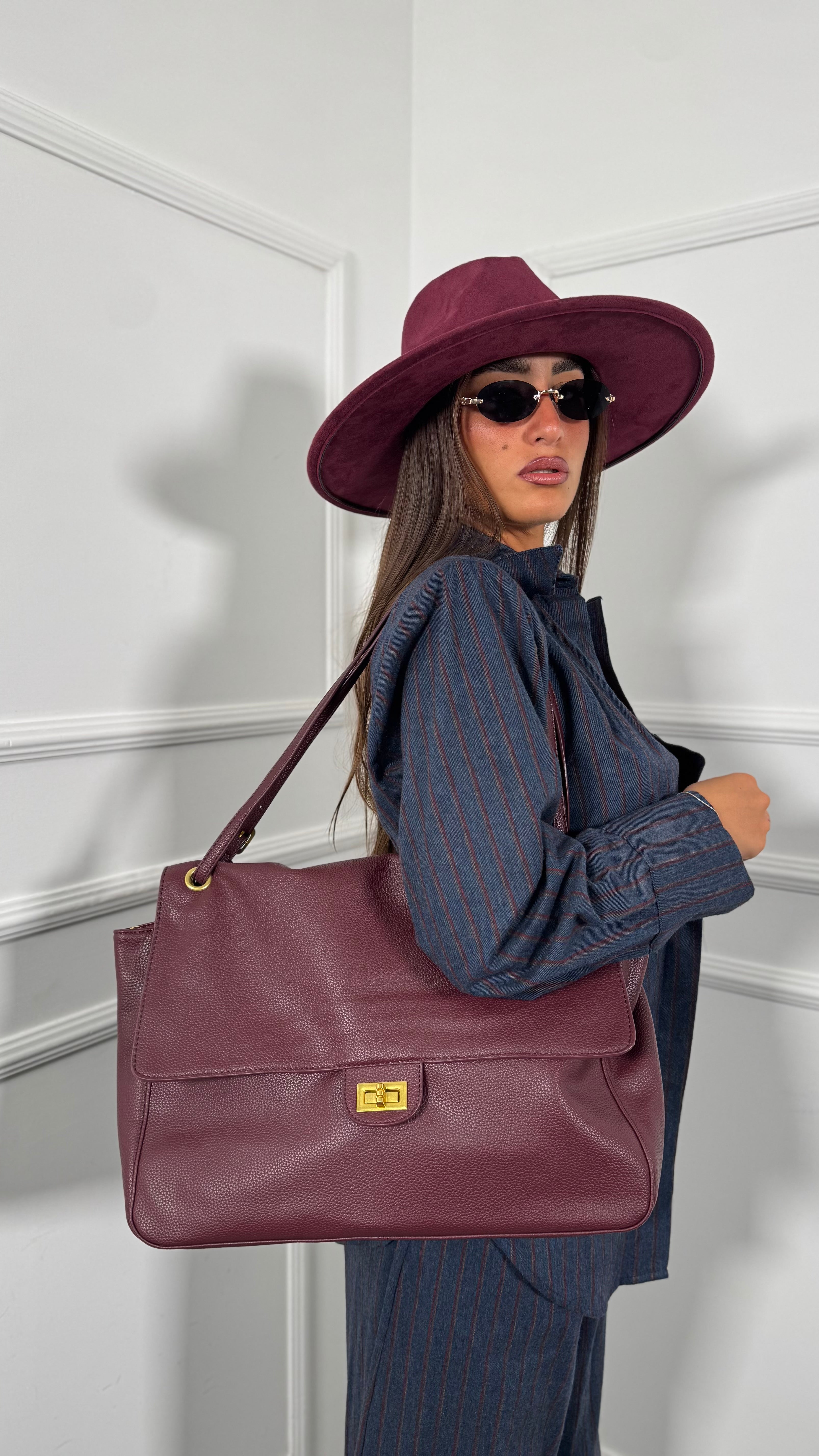Borsa maxi ecopelle bordeaux 2389