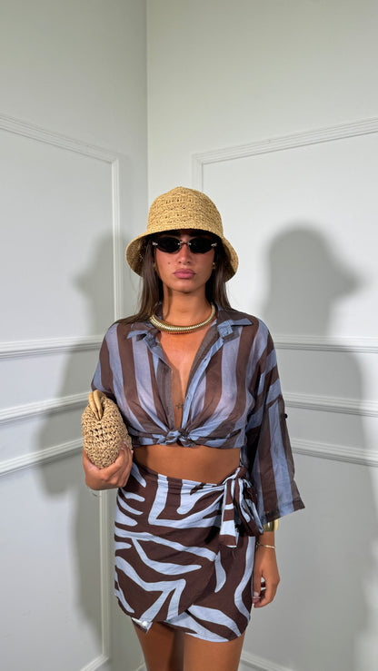 Gonna pareo zebrata Kenya marrone/azzurro 28750