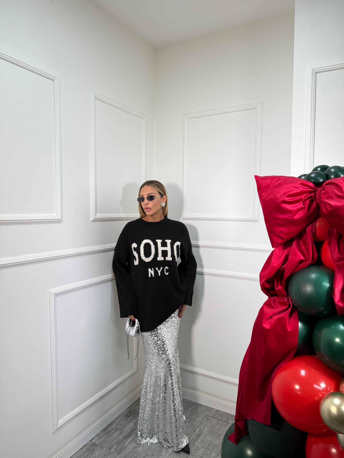 Longuette in micro paillettes Glamour argento 6658