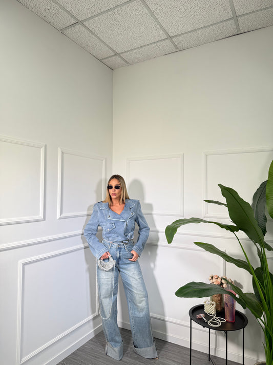 Jeans palazzo con piegone Vanity lavaggio medio yw1523
