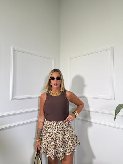 Gonna pantaloncino a fiori Cabana marrone  30205