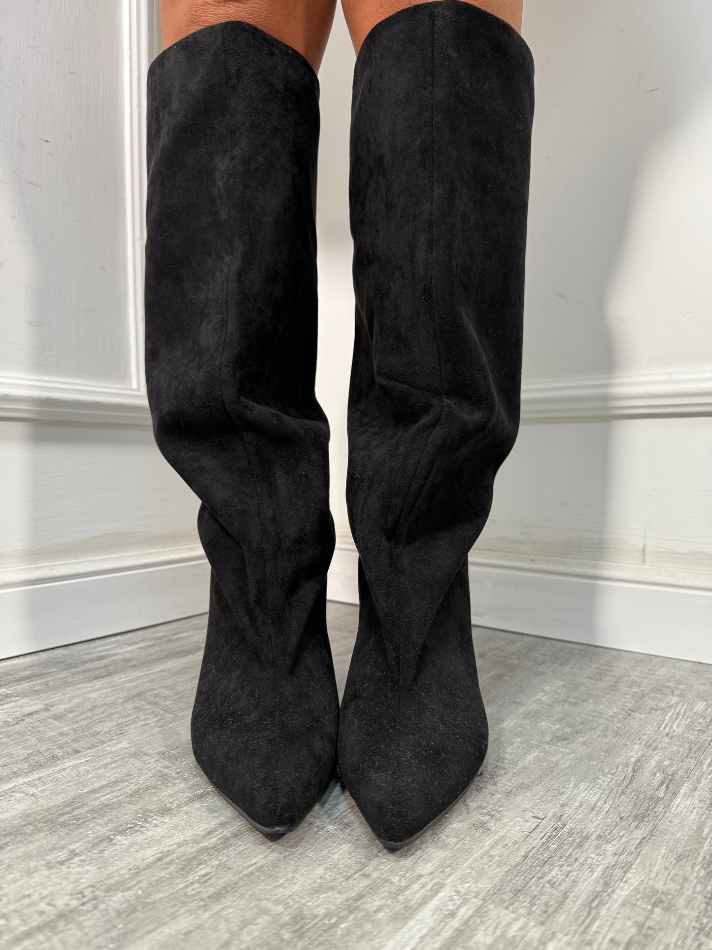 Stivale gambale morbido eco camoscio mero k0139