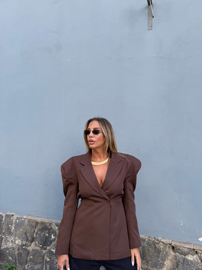 Blazer avvitato con spalline Jenner cioccolato v10595 premium quality