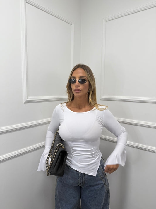 Shirt in lycra manica a campana Kelly bianca 16386