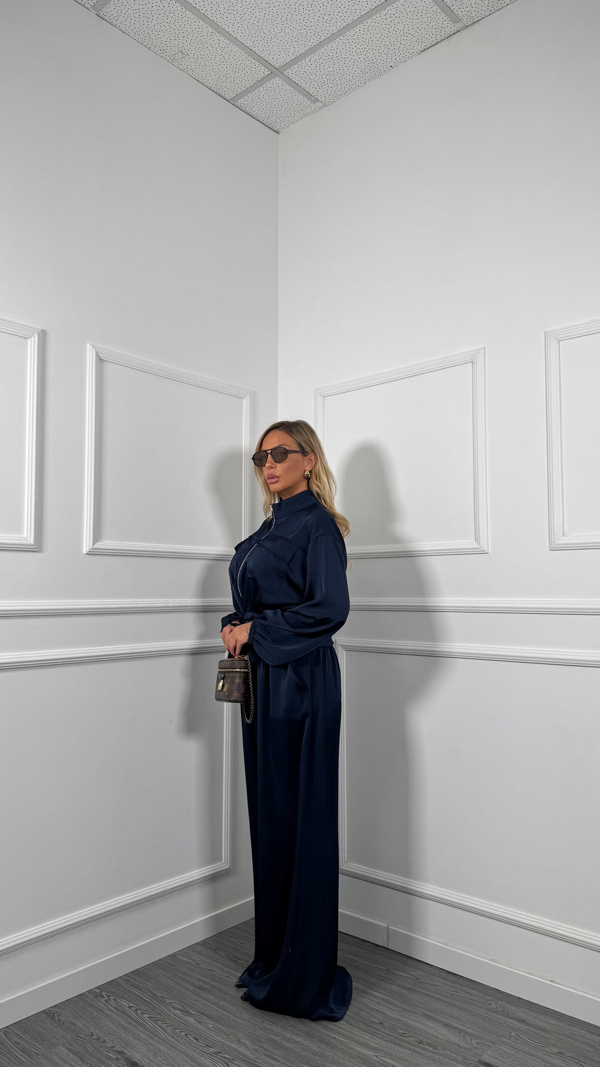 Coordinato in satin Curvy Sportychic blu hp9206-1d