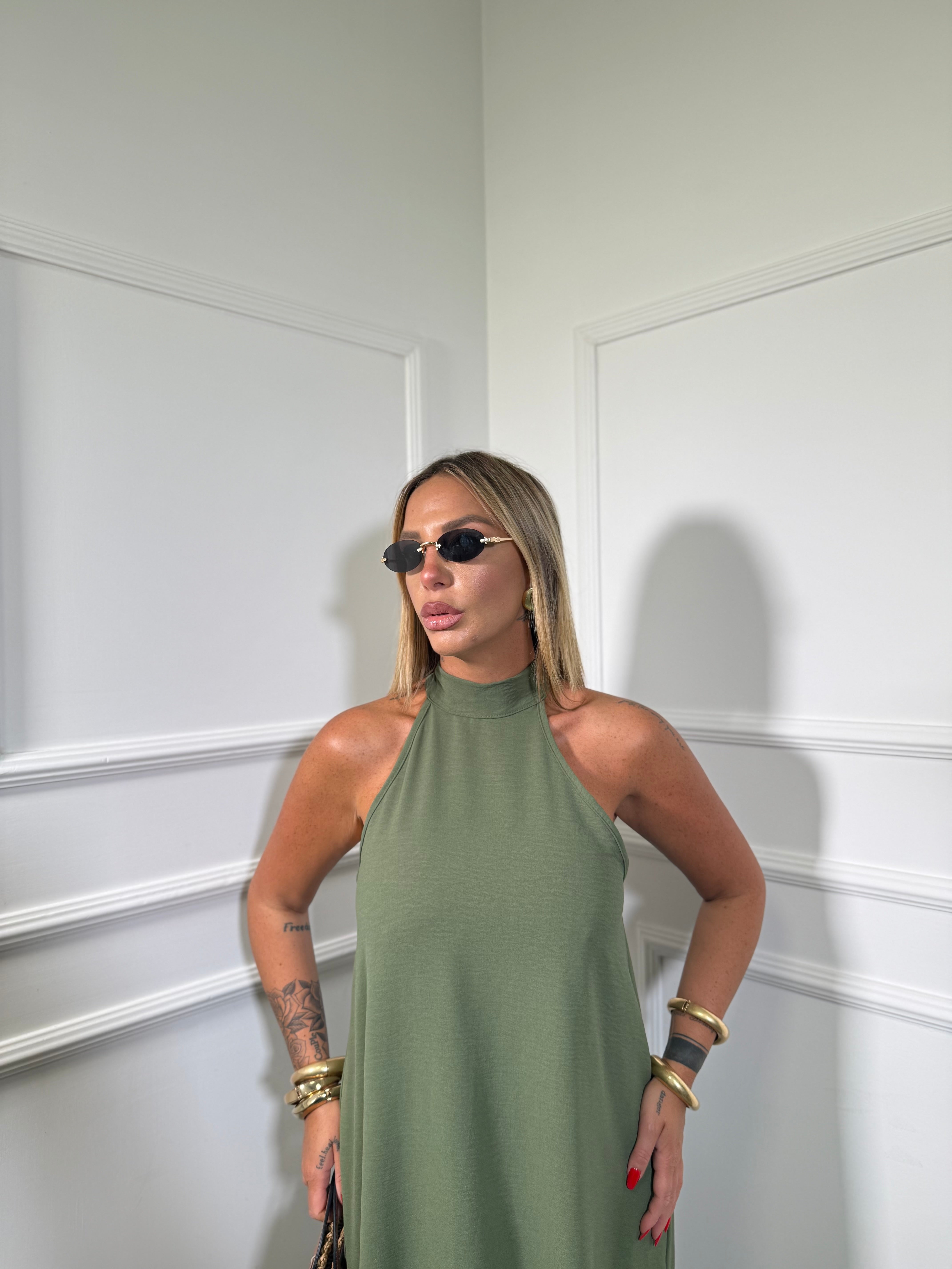 Abito midi scollo americano Selene (vari colori) 6125