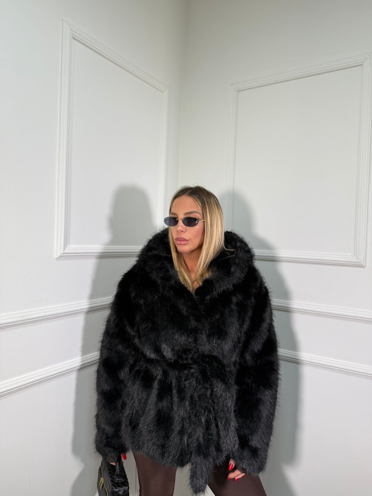 Ecofur con cappuccio e fusciacca Colmar nera 1606