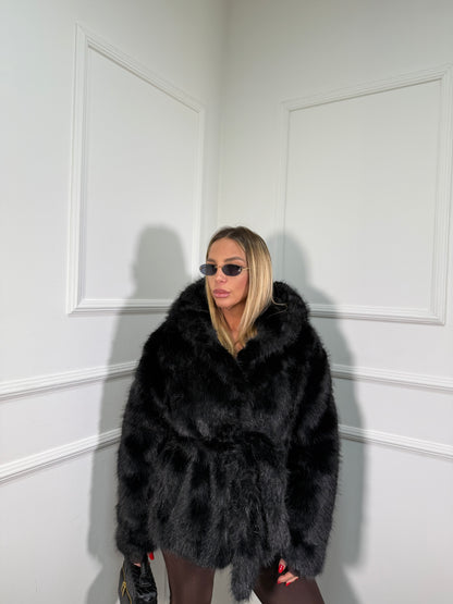 Ecofur con cappuccio e fusciacca Colmar nera 1606