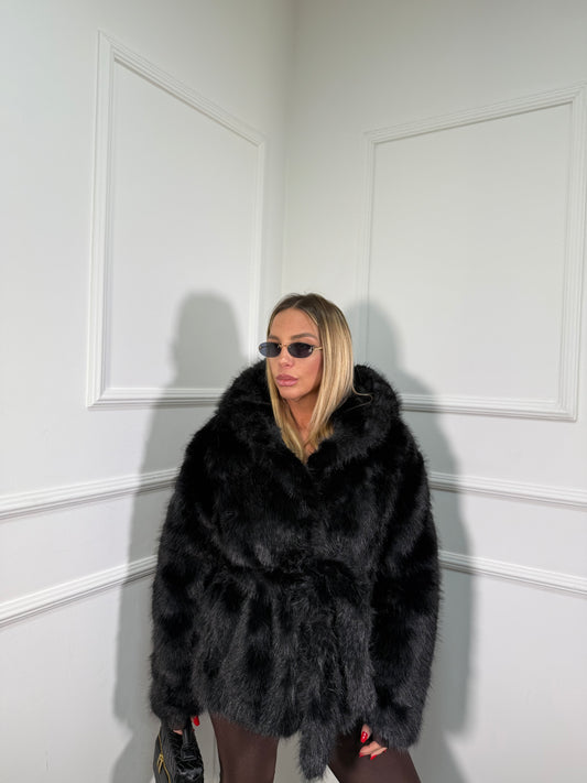 Ecofur con cappuccio e fusciacca Colmar nera 1606