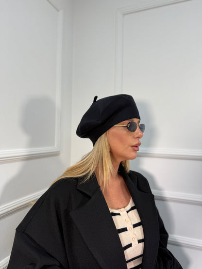 Basco parigino lana rasata nero