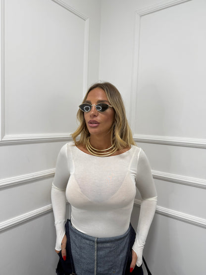 Body semi velato taglio vivo latte 0399