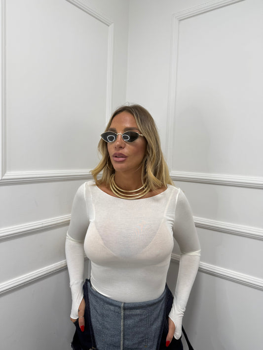 Body semi velato taglio vivo latte 0399