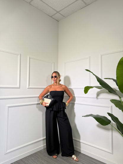 Jumpsuit a fascia con rouges (Curvy) Delhi nera 4993