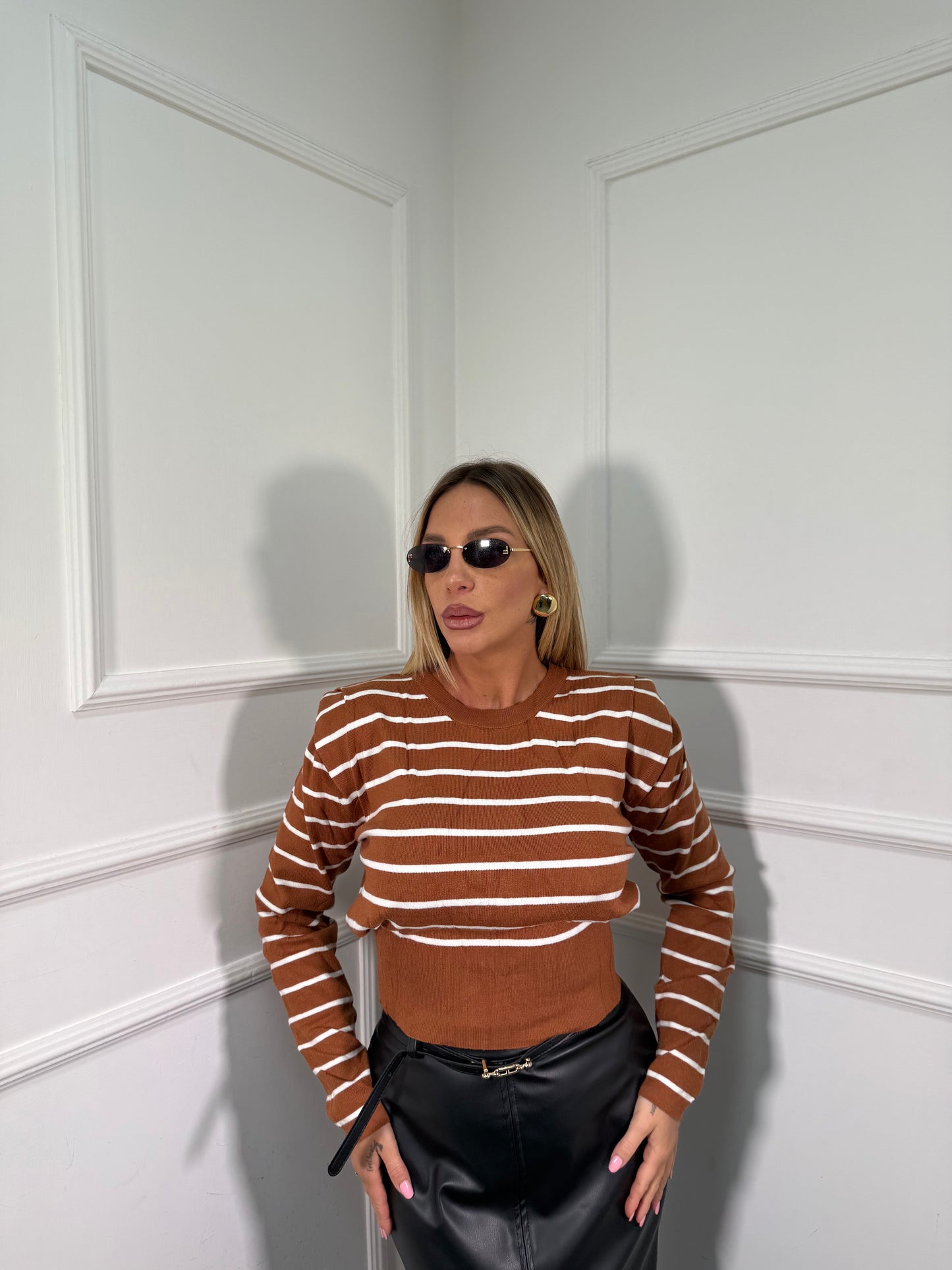 Maglioncino con spalline Minimal tabacco t186