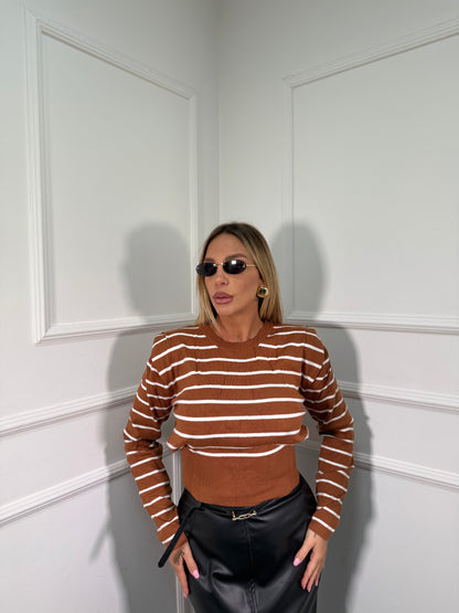 Maglioncino con spalline Minimal tabacco t186