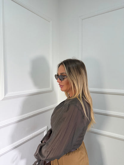 Camicia in chiffon Assia cioccolato mar66628