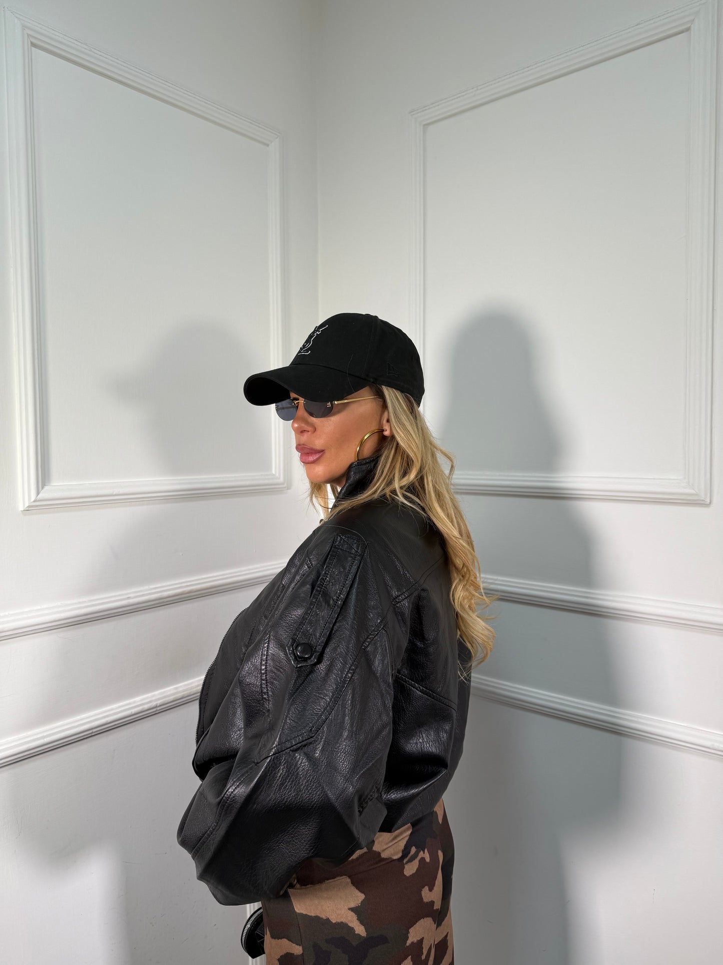 Giubbotto oversize ecopelle Carnaby nero har006