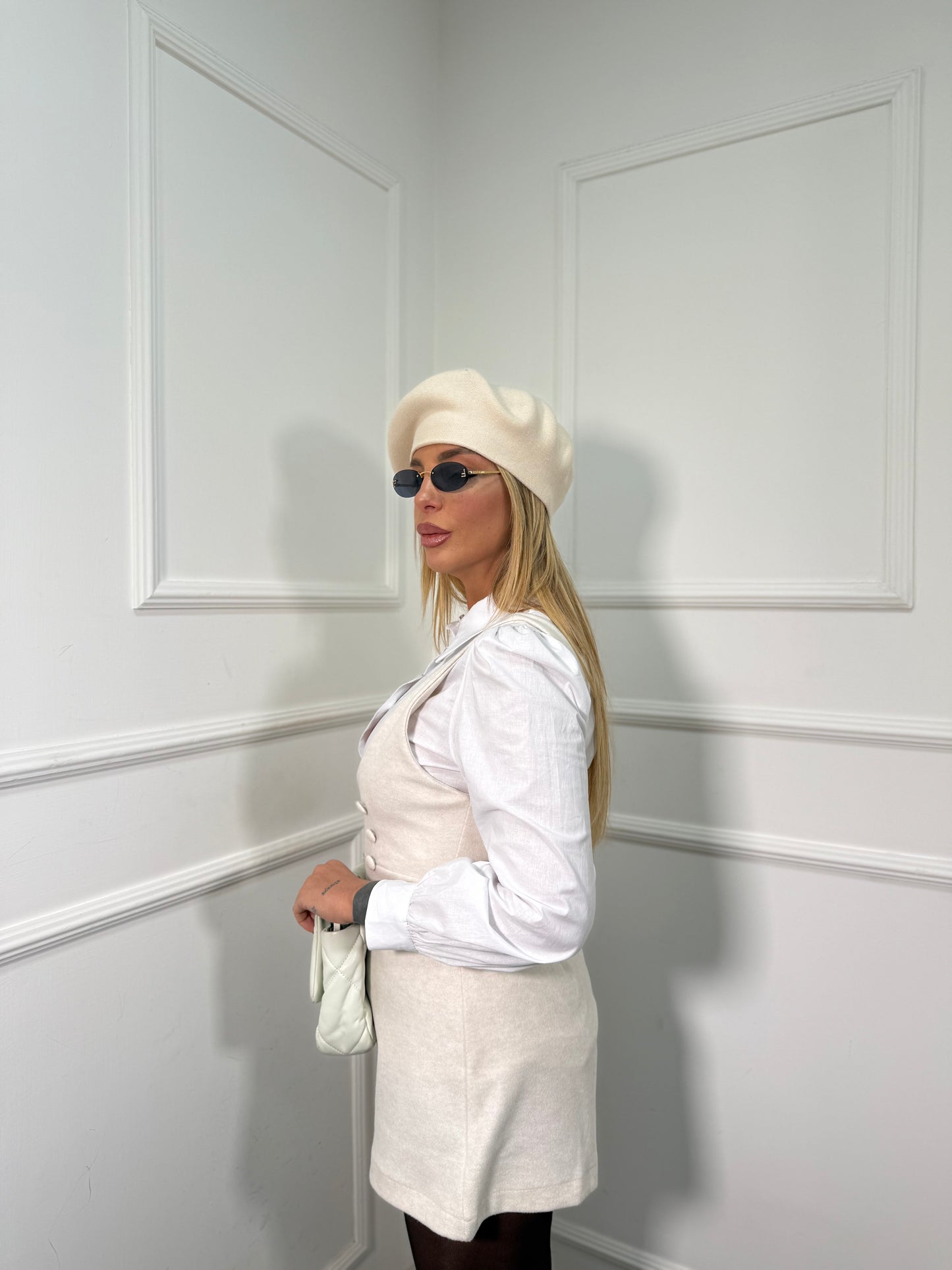 Salopette in flanella con camicia Parisè panna 6781