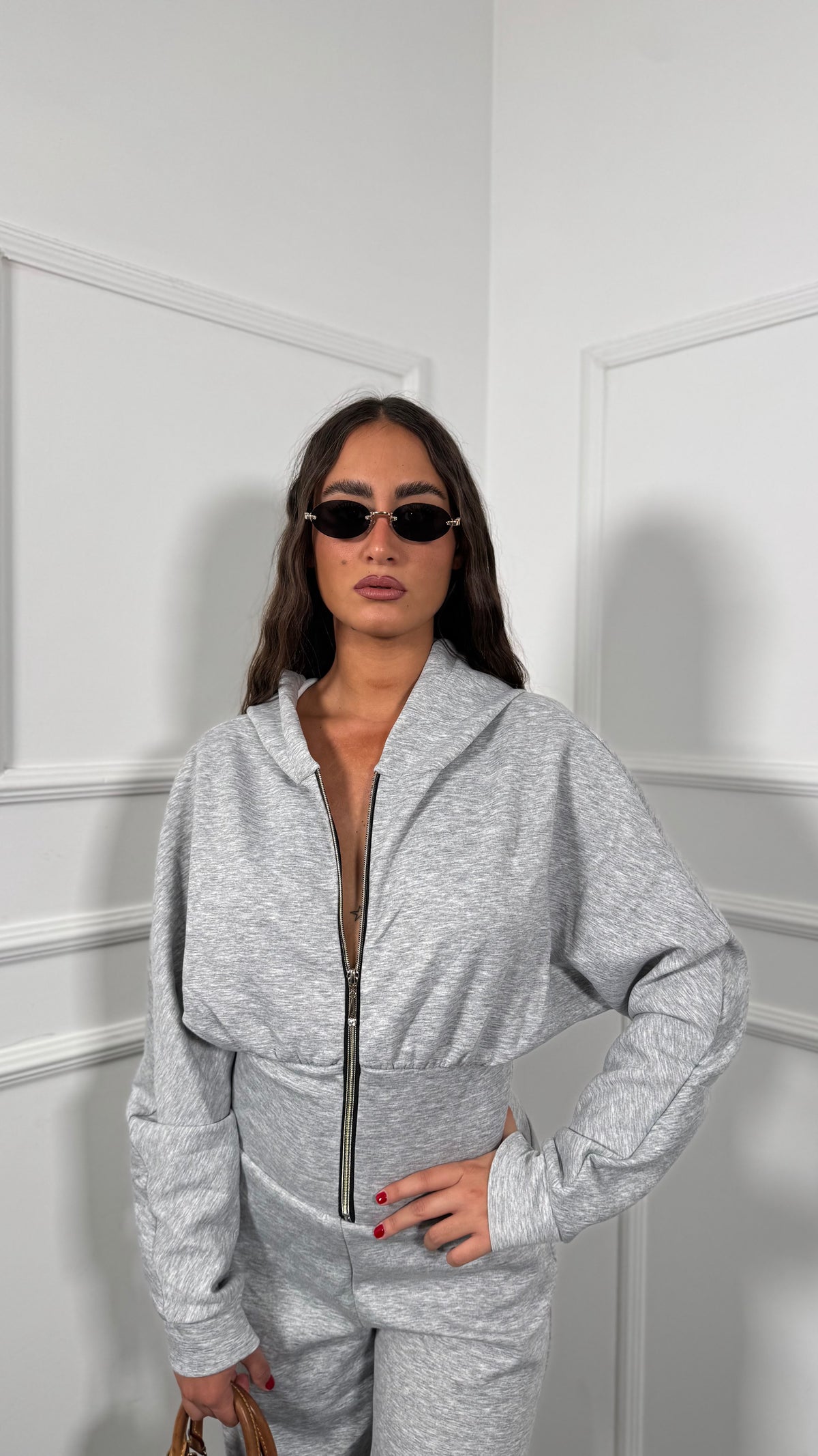 Jumpsuit in tuta a trombetta Gresya grigia 22120