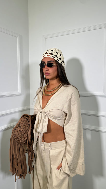 Coordinato misto lino San Diego by justwest beige jw1974
