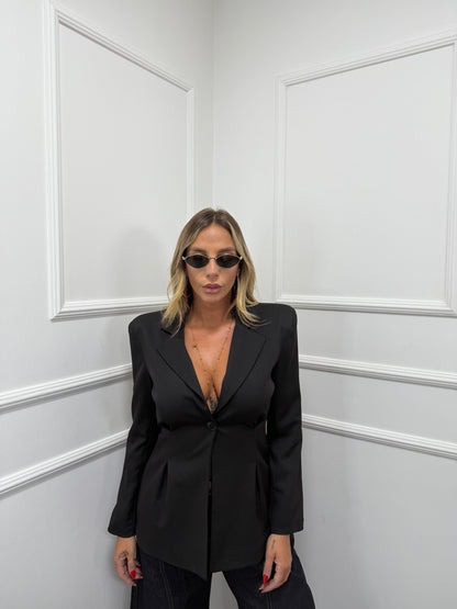 Blazer con spalline Corinne nero 22586