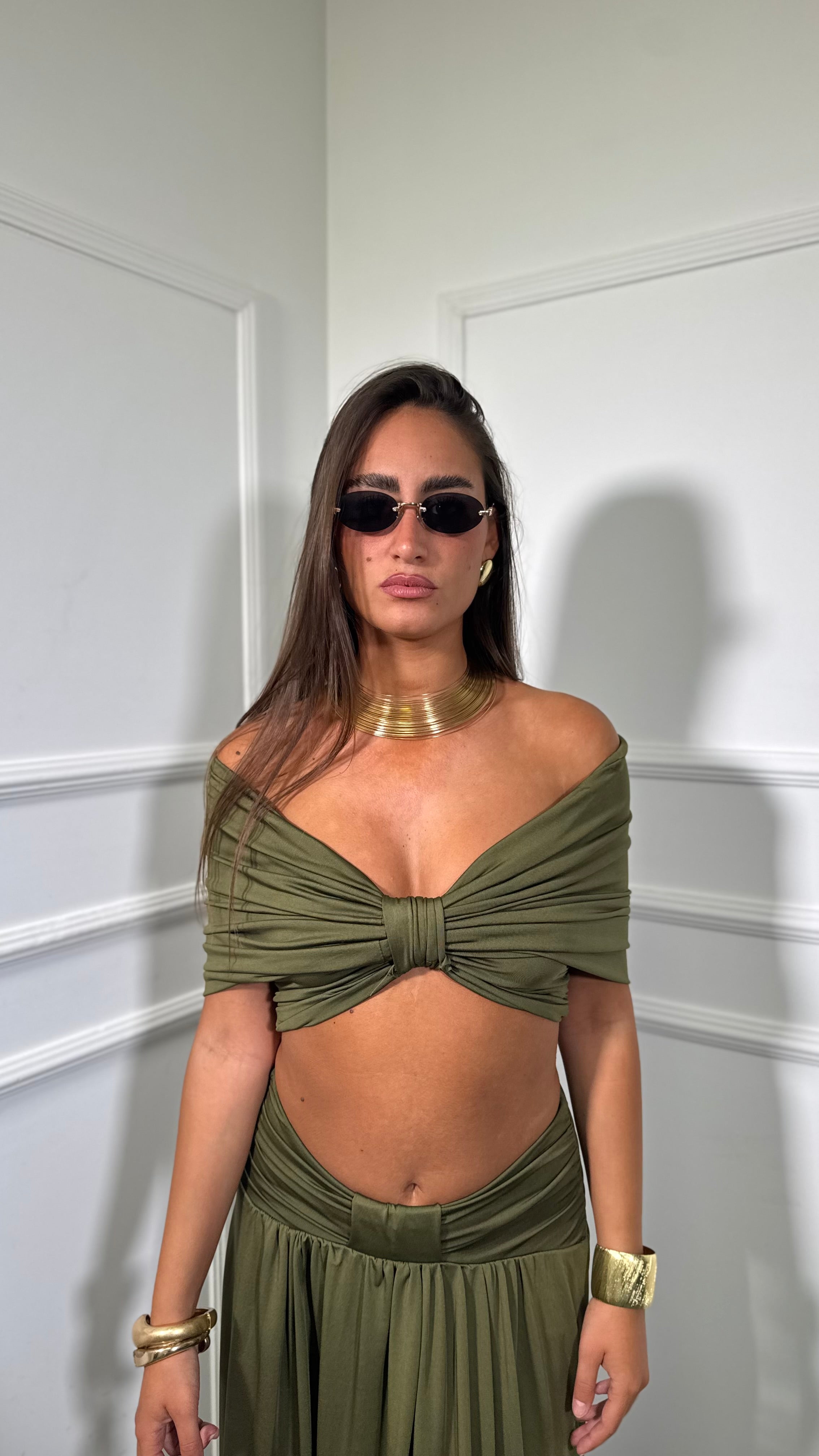 Coordinato in jersey Alemagou verde oliva 12957