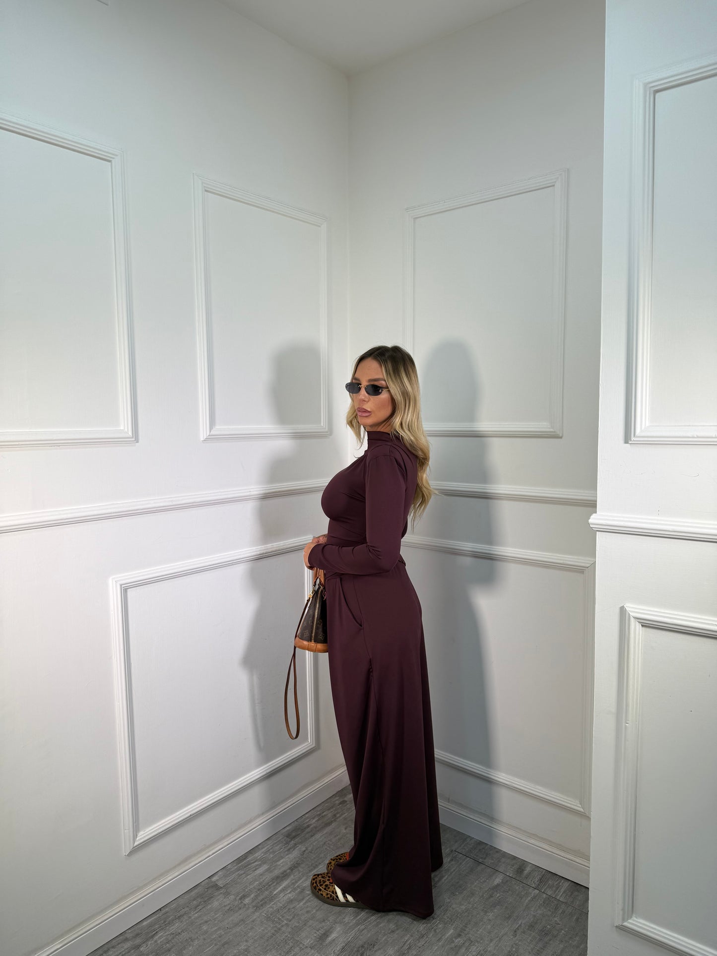 Coordinato in lycra con spalline borgogna Madrid 16557