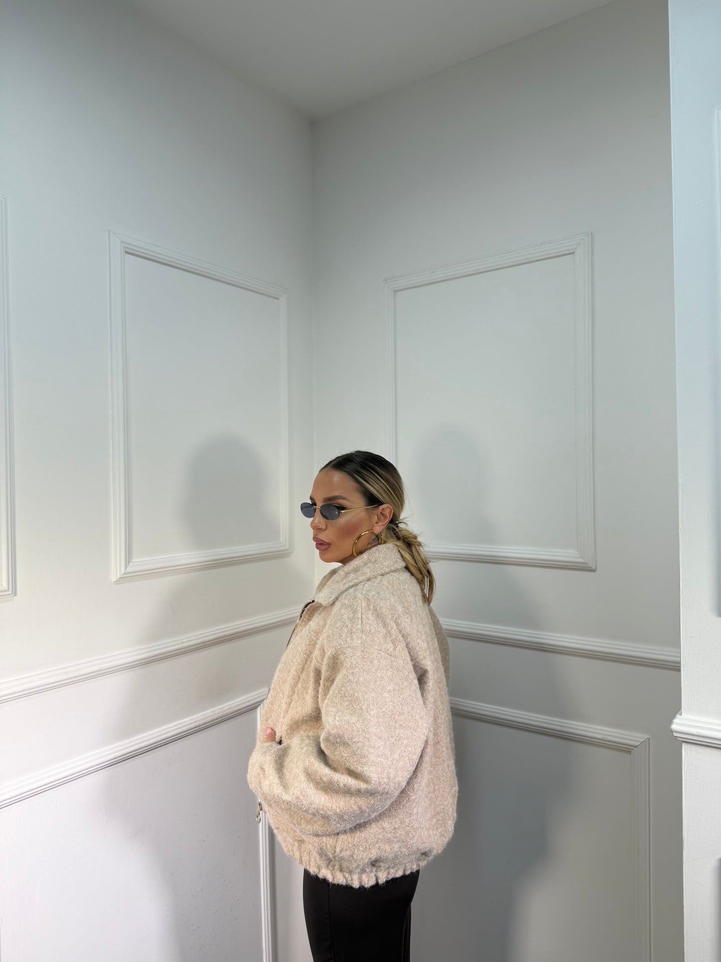 Bomber in lana cotta Shiver burro 520