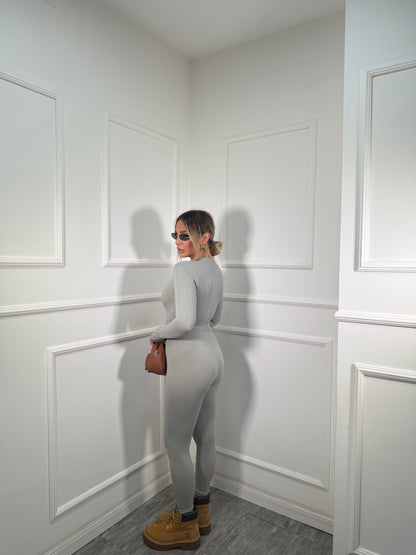 Jumpsuit con zip a costine Justin grigia ch2990