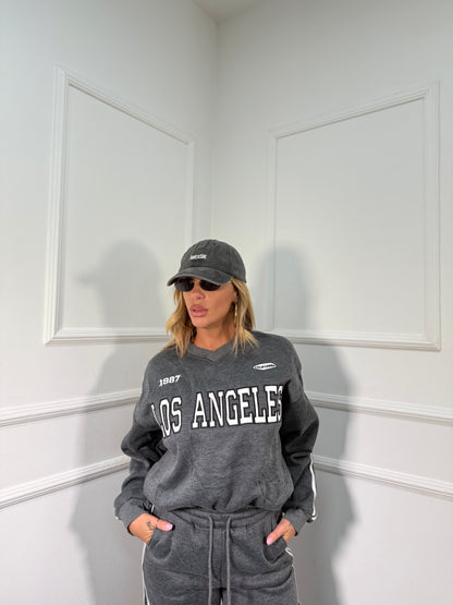 Coordinato in tuta Los Angeles grigio scuro rt723