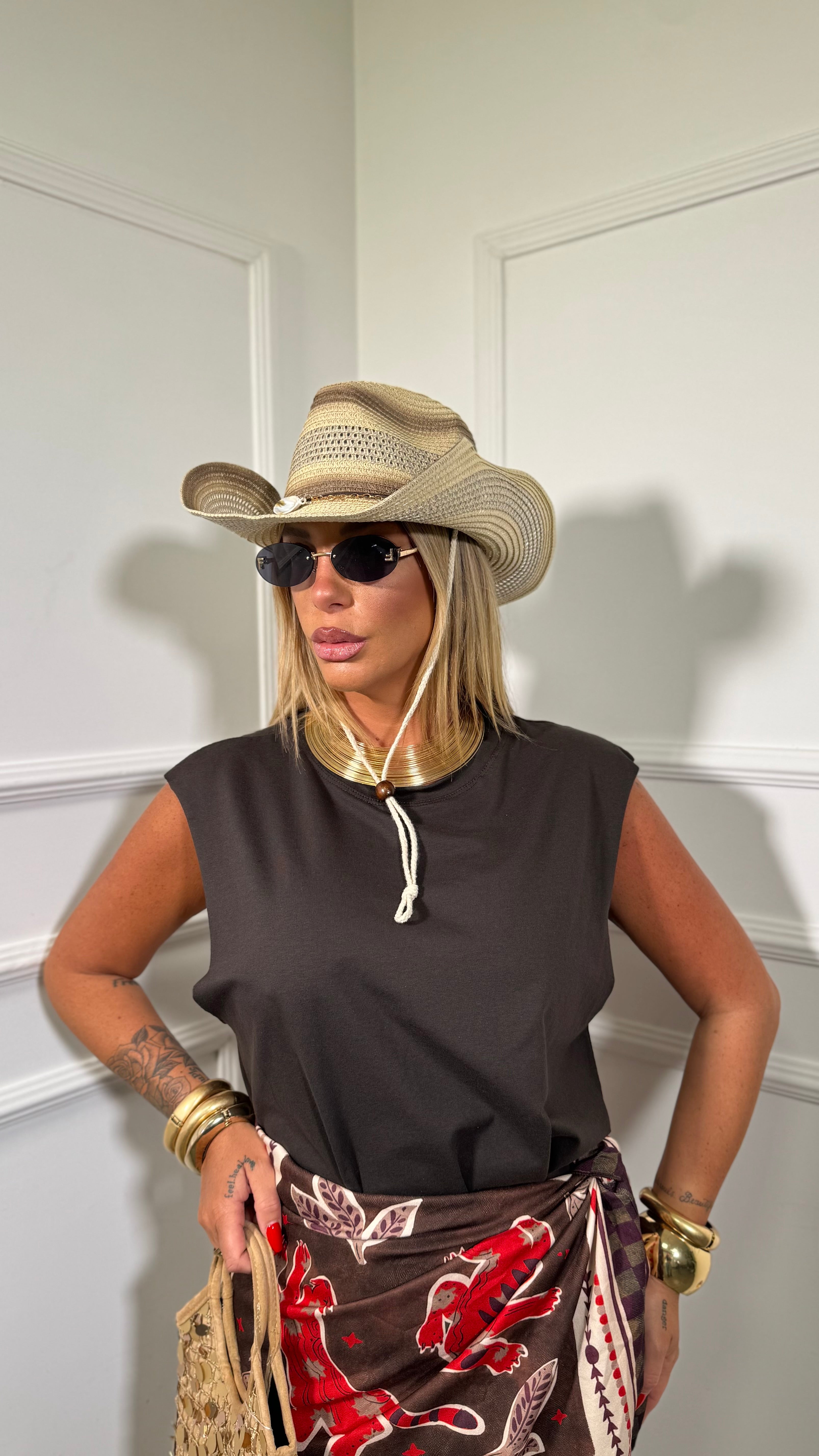 T-shirt giromanica oversize Get Ready cioccolato
