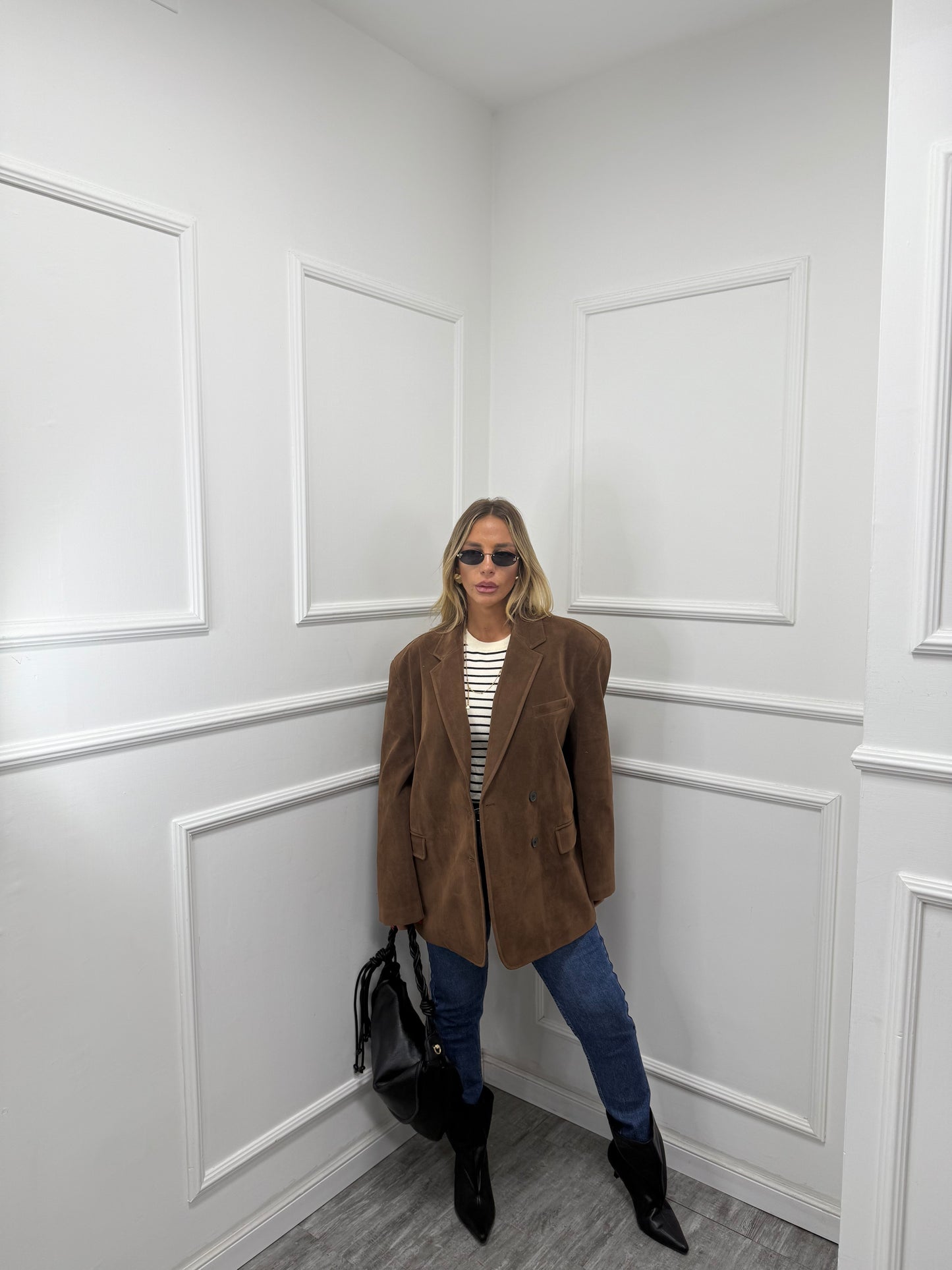 Blazer oversize eco camoscio Ambra marrone 240338 by lumina