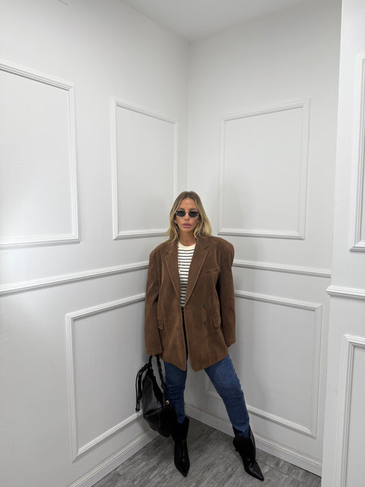 Blazer oversize eco camoscio Ambra marrone 240338 by lumina