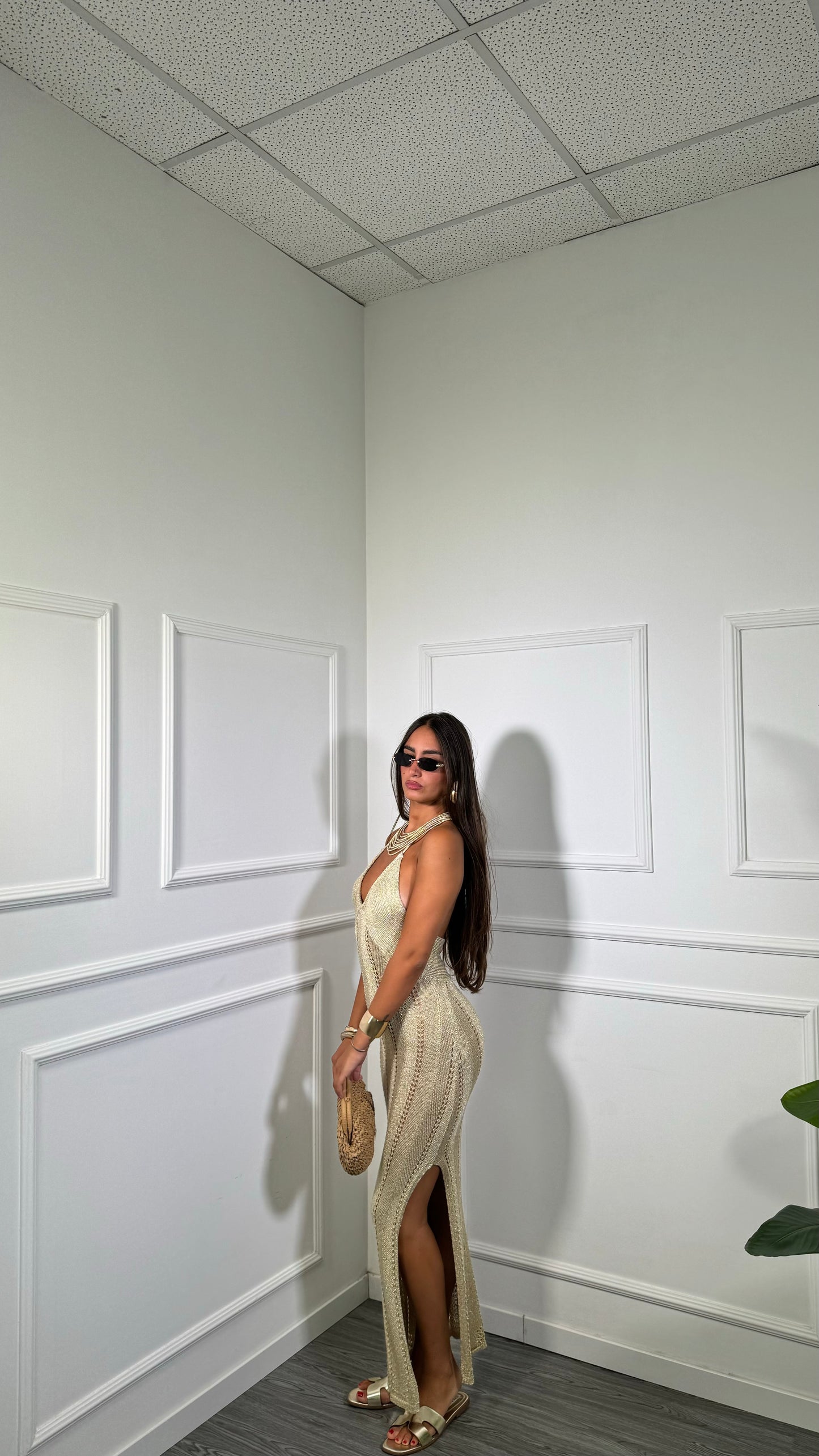 Abito midi in filo lurex Chiringhito oro