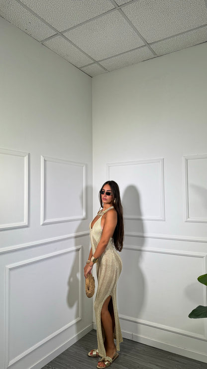 Abito midi in filo lurex Chiringhito oro