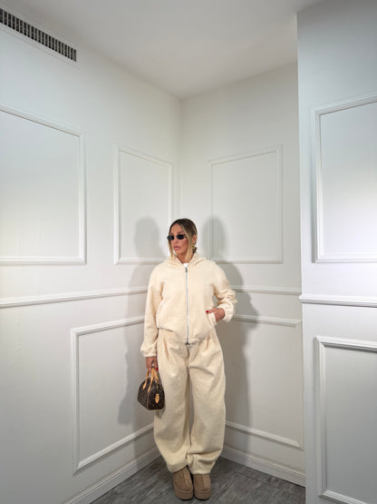 Coordinato tuta lana cotta Bear panna 50815