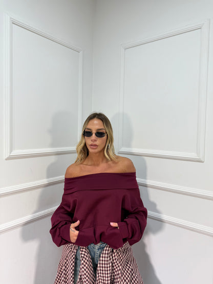 Felpa scollo a barca bordeaux 97037