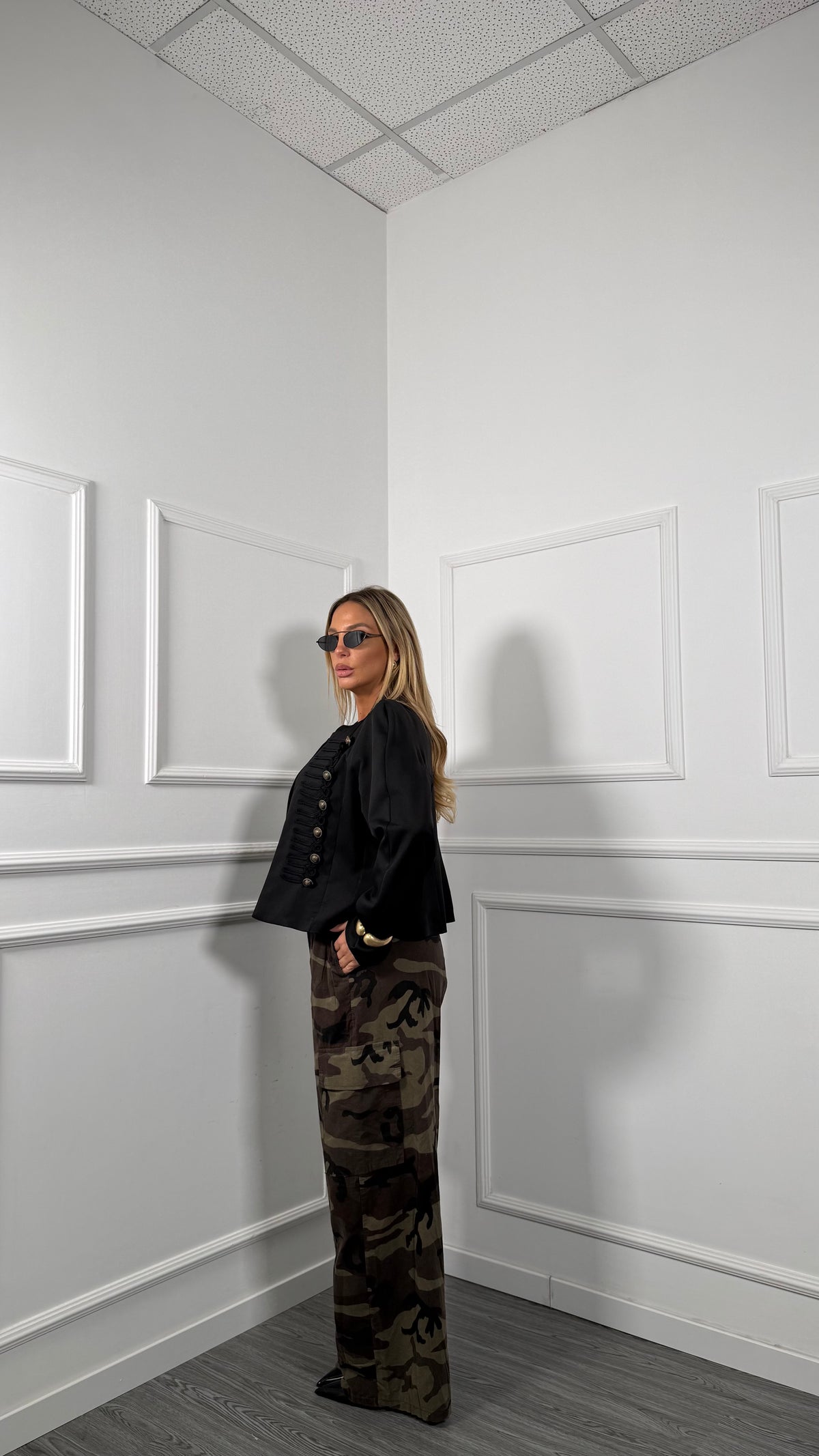 Pantaloni palazzo cargo microcostine militare Mayla