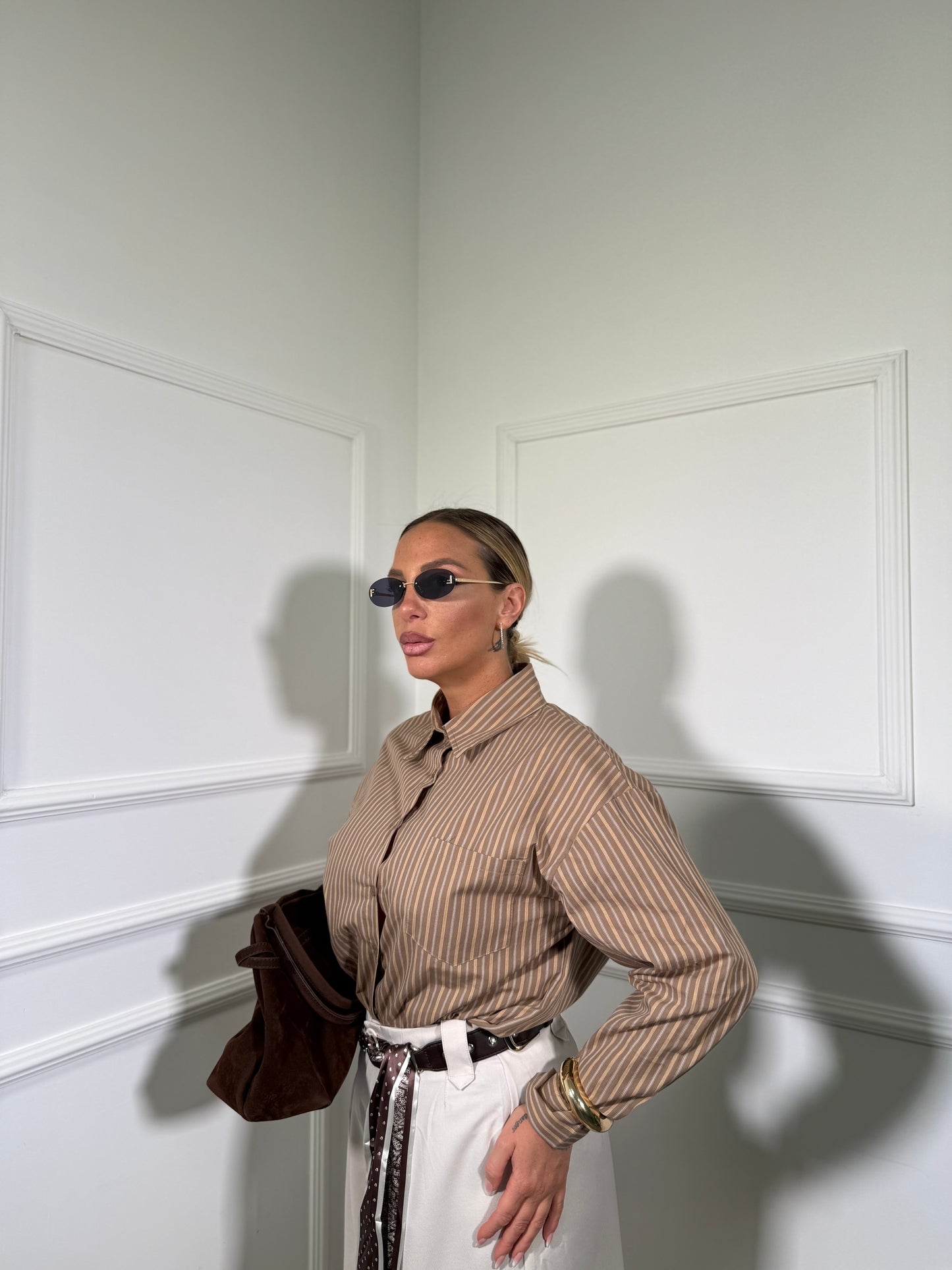 Camicia a righe Selma camel 17216